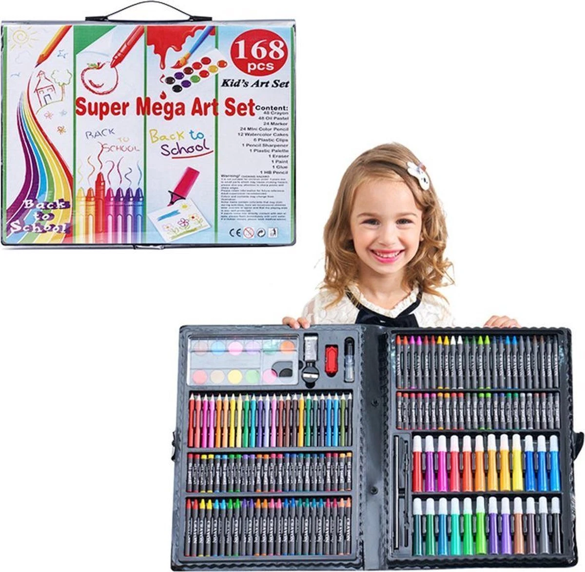 Valise De Dessin Pour Enfants - 168 Pièces - Ensemble De Dessin - Crayons De Couleur - Aquarelle - Craie - Sinterklaas - Noël - Cadeau Pour Enfants 4 Valise De Dessin Pour Enfants - 168 Pièces - Ensemble De Dessin - Crayons De Couleur - Aquarelle - Craie - Sinterklaas - Noël - Cadeau Pour Enfants – Image 2