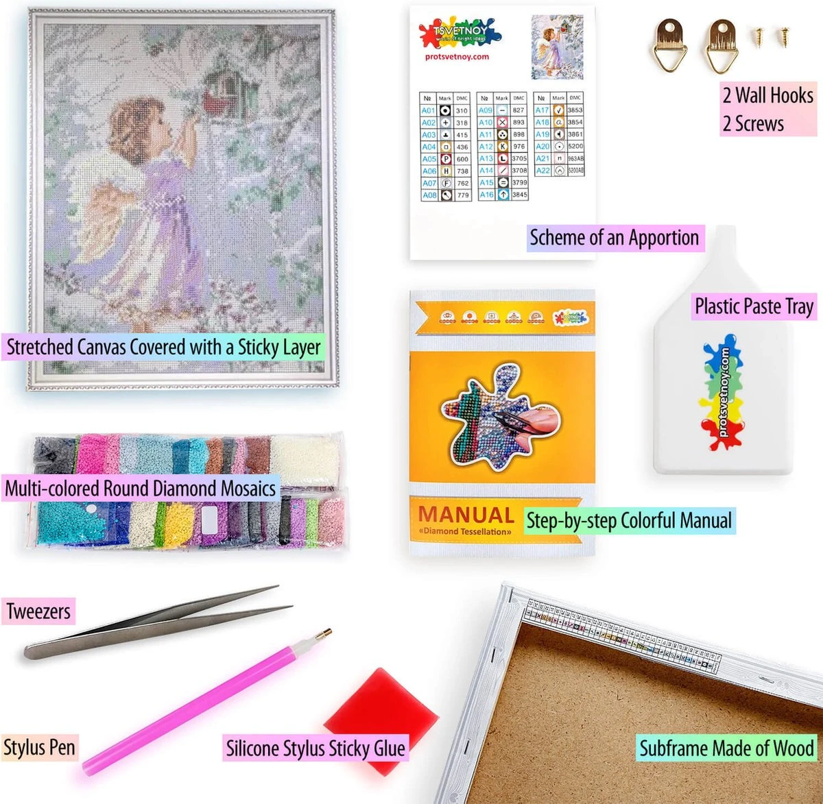 Peinture De Diamants Angel De Noël 50 X 40 Pierres Rondes Sur Toile Tendue 4 Peinture De Diamants Angel De Noël 50 X 40 Pierres Rondes Sur Toile Tendue – Image 2