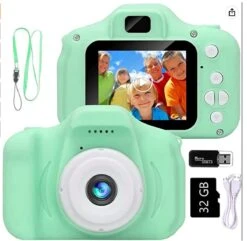 Green-32GB Kids Caméra Numérique Vintage Caméra Photographie Vidéo Caméra Mini Education Jouets Pour Enfants Bébé Cadeaux 1080P Caméra De Noël