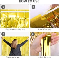 Rideaux Lametta, 2 Pièces, Rideaux En Aluminium, Franges De Fond, Rideaux Pour Anniversaire, Mariage, Fête, Accessoires Photomaton, Accessoires Photo Pour Noël 1 Mx 2 M (plusieurs Couleurs) (or) -DUNI Magasin 1200x1182 4