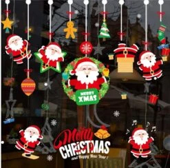 Autocollants De Fenêtre De Noël Sans Citrons Merry Xmas / Pères Noël | 60 X 90 Cm | Réutilisable |Noël |Jours Fériés | Autocollants |