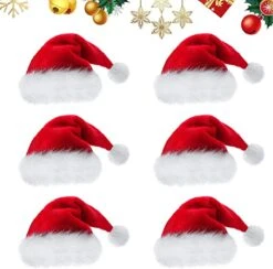 Chapeau De Noël Adulte, Chapeau De Père Noël En Peluche, Chapeau De Fête, Chapeau De Père Noël Bord En Fourrure épaisse Pour Adultes, Chapeau De Père Noël