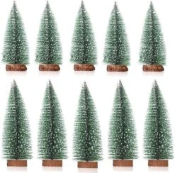 10 Pièces Mini Sapin De Noël Petit Sapin Avec Base En Bois Pin Artificiel Effet De Neige Artificielle Bricolage Vert Petit Mini Sapin De Noël Pour La Fête De Noël -DUNI Magasin 1200x1184 4