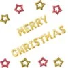 Loha- Party ®Festivz Merry Noël Letter Ballons Set - Ballons De Noël - Guirlande De Ballons En Aluminium - Décoration De Noël - Bannière - Rouge - Or - Décoration De Fête - Décoration De Noël - Étoiles - 9 Pièces - 40 Cm