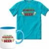 C'est Le Moment Le Plus Merveilleux Pour Une Bière - Pull De Noël à Mauvaise Bière - T-shirt Avec Mug - Filles - Aqua - Taille 12 Ans -DUNI Magasin 1200x1188 8