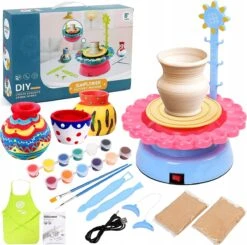 Ensemble De Poterie Pour Enfants - Jouets De Poterie - Comprend De La Peinture - Pâte à Pâte à Modeler - Tour De Poterie - Poterie - Jouets De Potier - Enfants - Garçons Et Filles - Jouets Éducatif - Motricité - Créatif - Noël