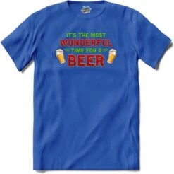 C'est Le Moment Le Plus Merveilleux Pour Une Bière - Pull De Noël De Mauvaise Bière - T-Shirt - Filles - Blue Royal - Taille 2 Ans