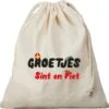 1x Sac Cadeau Salutations De Sint Et Piet Avec Cordon De Serrage - Sac En Coton / Jute - Sac Cadeau Sinterklaas Pour Le Réveillon De Noël