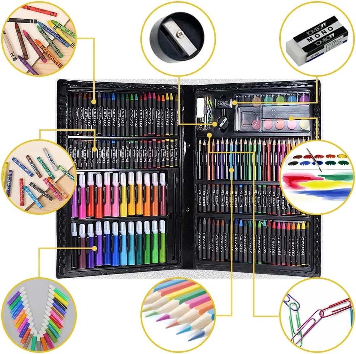 Valise De Dessin Pour Enfants - 168 Pièces - Ensemble De Dessin - Crayons De Couleur - Aquarelle - Craie - Sinterklaas - Noël - Cadeau Pour Enfants 5 Valise De Dessin Pour Enfants - 168 Pièces - Ensemble De Dessin - Crayons De Couleur - Aquarelle - Craie - Sinterklaas - Noël - Cadeau Pour Enfants – Image 3