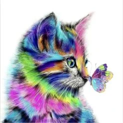 Peinture De Diamants Chat Pour Enfants Et Adultes - 40x40cm Belle Peinture De Diamants - Astuce De Noël - Cadeau