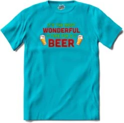 C'est Le Moment Le Plus Merveilleux Pour Une Bière - Pull De Noël De Mauvaise Bière - T-Shirt - Filles - Aqua - Taille 2 Ans