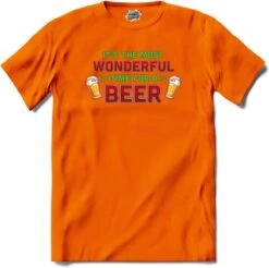 C'est Le Moment Le Plus Merveilleux Pour Une Bière - Pull De Noël De Mauvaise Bière - T-Shirt - Filles - Oranje - Taille 8 Ans