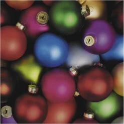 DUNI 20x Serviettes De Noël Avec Boules Colorées 33 X 33 Cm - Décorations De Décoration De Table De Noël - Serviettes En Papier Jetables 3 Plis