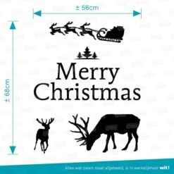 Sticker Fenêtre Joyeux Noël Rennes Wit - Stickers Décoration Noël Fenêtre Décoration Décoration De Fenêtre Stickers Noël Noël / Père Noël 56x68cm Wit | Focus D'impression