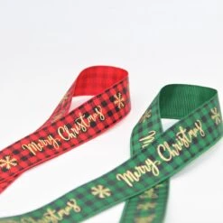 Ruban De Noël Diamant Merry Christmas 25mm (2,5cm) | Ruban Gros-Grain De Luxe Ruban Côtelé | Vert + Rouge Zwart Or | Ruban De Noël | Ruban Cadeau | 2x3 Mètres
