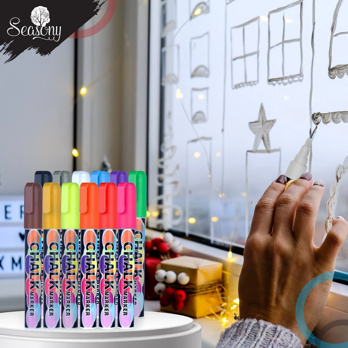 Marqueurs De Fenêtre Saisonniers - 25 Pièces - Marqueurs De Fenêtre Pour Enfants - Marqueurs De Fenêtre De Noël - Marqueur De Fenêtre - Stylos à Craie De Fenêtre - Marqueurs De Tableau Blanc - Marqueurs De Marker Blanc 6 Marqueurs De Fenêtre Saisonniers - 25 Pièces - Marqueurs De Fenêtre Pour Enfants - Marqueurs De Fenêtre De Noël - Marqueur De Fenêtre - Stylos à Craie De Fenêtre - Marqueurs De Tableau Blanc - Marqueurs De Marker Blanc – Image 4