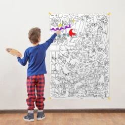 Coloriages De Noël Giant XXL Pour Enfants - Grand Livre De Coloriage De Noël Pour Filles, Garçons Et Adultes - Affiche à Colorier 980x680 Mm - Sapin De Noël