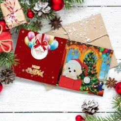 Cartes De Noël C&C 8 Peinture De Diamants - 15x15cm - Cartes De Noël Avec Enveloppes - Ensemble Complet De Peinture Au Diamond -DUNI Magasin 1200x1200 322