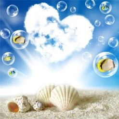 Peinture De Diamants - Coquillages - Coeur - Pierres Carrées - 35x35cm - Hobby - Cadeau - Fête Des Mères - Noël