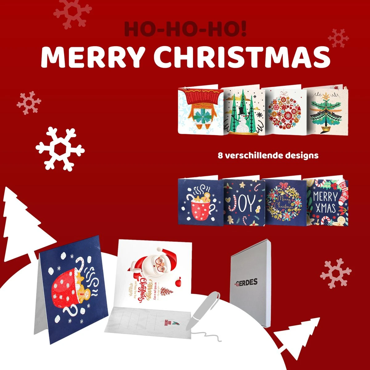 8 Cartes Peinture De Diamants – Cartes De Noël – Cartes De Cartes De Vœux – Set De Cartes – 15x15cm – Avec Enveloppes 5 8 Cartes Peinture De Diamants – Cartes De Noël – Cartes De Cartes De Vœux – Set De Cartes – 15x15cm – Avec Enveloppes – Image 3