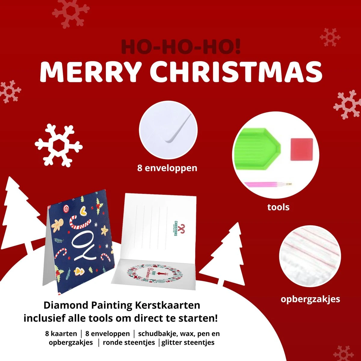 8 Cartes Peinture De Diamants – Cartes De Noël – Cartes De Cartes De Vœux – Set De Cartes – 15x15cm – Avec Enveloppes 6 8 Cartes Peinture De Diamants – Cartes De Noël – Cartes De Cartes De Vœux – Set De Cartes – 15x15cm – Avec Enveloppes – Image 4