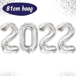 Ballon 2022 - Ballon En Aluminium - Articles De Fête Du Nouvel An - Numéros De Ballons En Aluminium - Fête Du Nouvel An 2021 - Décoration Du Nouvel An - Décoration En Argent - Décoration De Noël - XXL - 81cm X 160cm - Argent