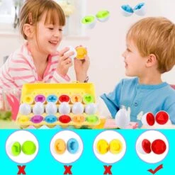 Flightmode- Jouets Œufs Assortis Enfants 12pcs Couleurs Et Formes Apprentissage Jouets De Tri Œufs En Plastique Trouver 18 Mois Montessori Puzzle Éducatif Pour Noël Fête Des Enfants Cadeau D'anniversaire -DUNI Magasin 1200x1200 680