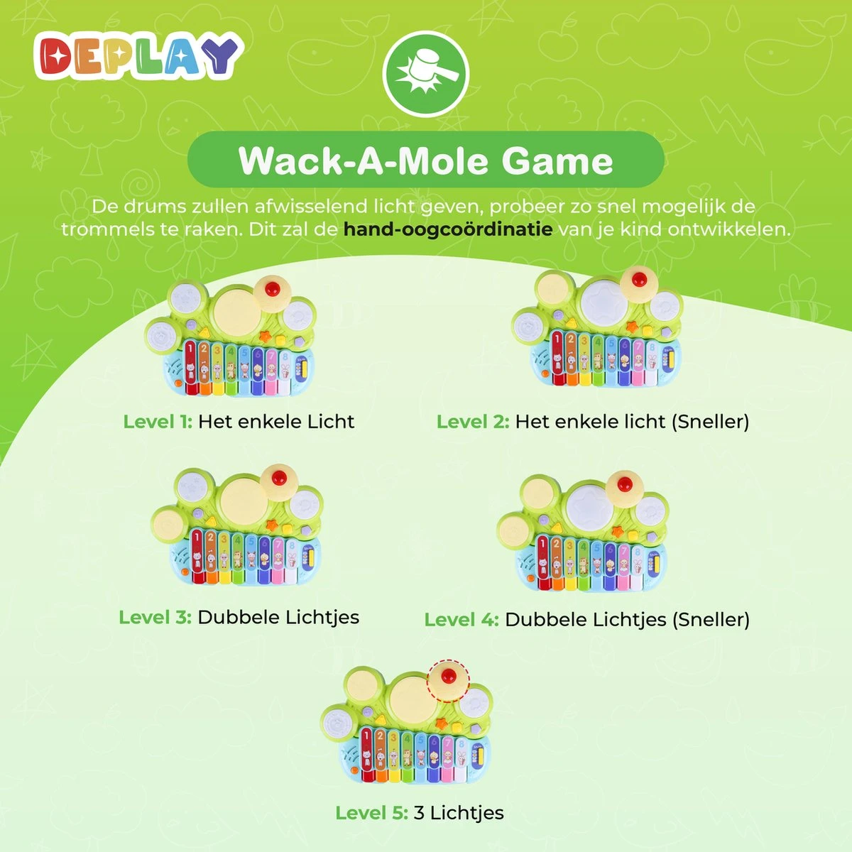 DePlay 3-en-1 Xylophone - Xylophone Jouets - Clavier - Piano - Batterie - Kit De Batterie - Espace De Rangement Pour Baguettes - Baguettes De Sécurité - Père Noël - Cadeau 11 DePlay 3-en-1 Xylophone - Xylophone Jouets - Clavier - Piano - Batterie - Kit De Batterie - Espace De Rangement Pour Baguettes - Baguettes De Sécurité - Père Noël - Cadeau – Image 9