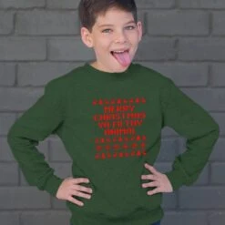 Ugly Christmas Sweater Green Child - Merry Christmas Ya Filthy Animal Red (3-4 Ans - TAILLE 98/104) - Costumes De Noël Pour Garçons Et Filles