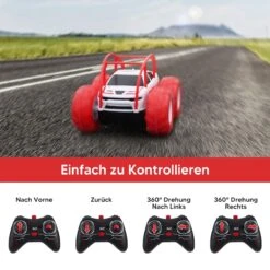 Voiture Télécommandée 60 Minutes 15km/h 4WD Véhicule Amphibie Stunt Car 2.4GHz Rotation à 360 Degrés Lumière LED Colorée Monster Truck 2 Batteries Rechargeables Cadeau De Noël Pour Enfants 3-12 Ans -DUNI Magasin 1200x1200 732