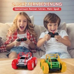 Voiture Télécommandée 60 Minutes 15km/h 4WD Véhicule Amphibie Stunt Car 2.4GHz Rotation à 360 Degrés Lumière LED Colorée Monster Truck 2 Batteries Rechargeables Cadeau De Noël Pour Enfants 3-12 Ans -DUNI Magasin 1200x1200 734