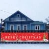 Bannière De Joyeux Noël En Plein Air, Bannière De Signe De Porche De Noël Décorations Suspendues Fournitures Jardin Cour Bannières Rouges Pour Toile De Fond De Cabine Photo De Noël En Intérieur