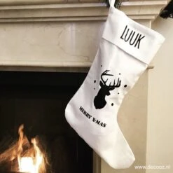 Bas De Noël Merry X-Mas - Bas De Noël Witte - Bas De Noël - Décoration De Noël - Bas De Noël Avec Naam