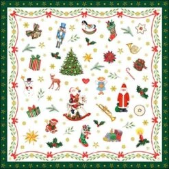40 X Dîner De Noël/Serviettes Sur Le Thème De Noël Avec Figurines De Noël 33 X 33 Cm Vert - Serviettes De Noël/Serviettes Jetables