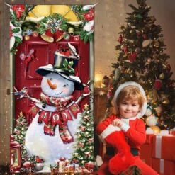 Noël Bonhomme De Neige Porte Bannière Décoration Noël Porte Couverture Toile De Fond Fête De Noël Photographie Fond Intérieur Extérieur Maison école Hiver Nouvel An, 180 X 80 Cm -DUNI Magasin 1200x1200 886
