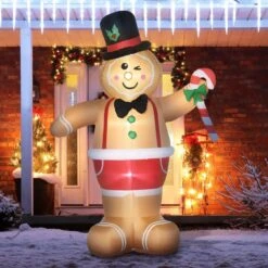 Bonhomme En Pain D'épice Gonflable Avec Lampe LED- Décoration De Noël - Décorations De Noël - Noël - Éclairage De Noël à L'extérieur - Éclairage De Noël - 175 X 82 X 238 Cm -DUNI Magasin 1200x1200 947