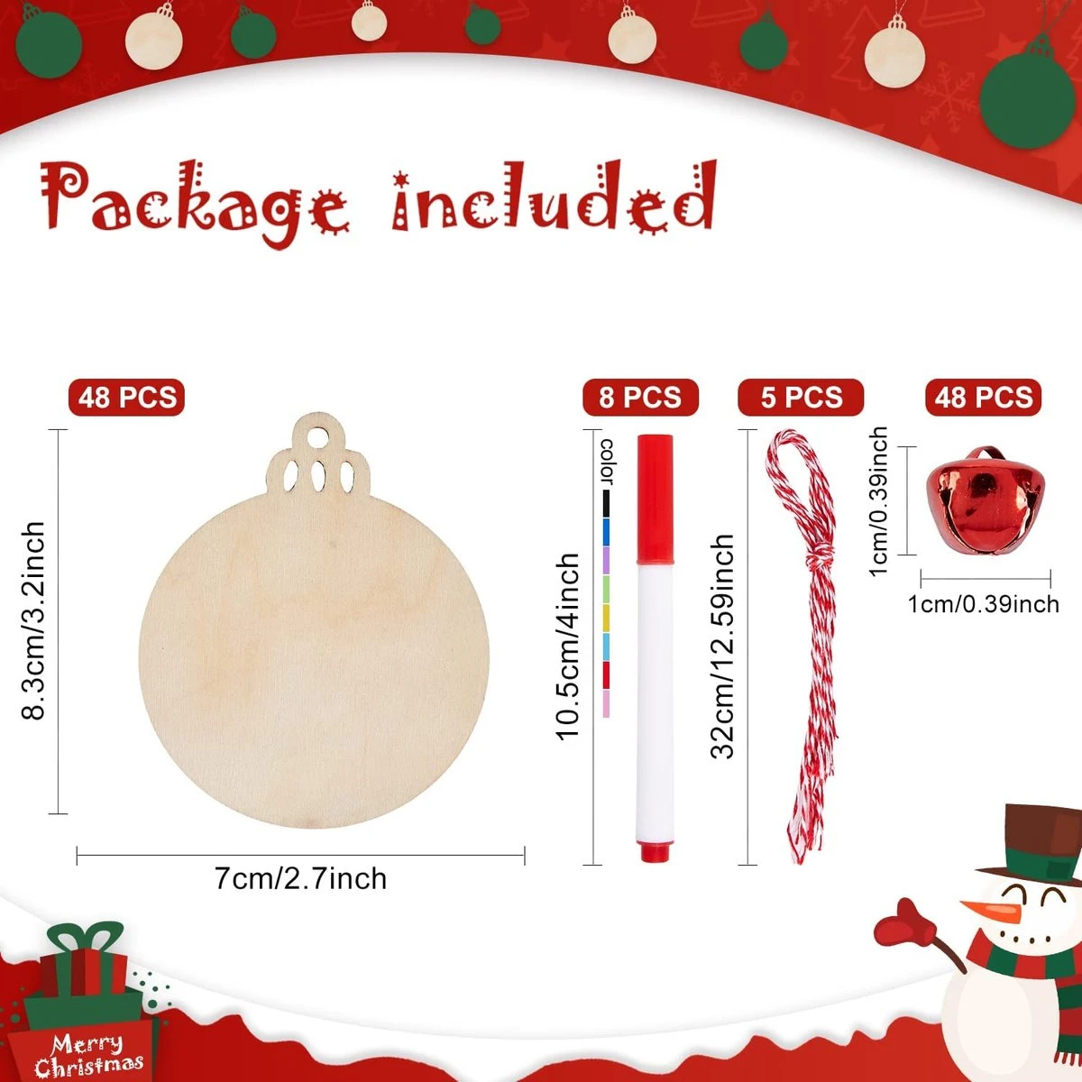 Cintres En Bois Pour Sapin De Noël, Kit De Bricolage, Beaux Disques En Bois Ronds Vides, Découpes, Noël, Artisanat Pour Enfants, Tout-petits, Bricolage, Sapin De Noël, Décoration à Suspendre (48 Pièces) 8 Cintres En Bois Pour Sapin De Noël, Kit De Bricolage, Beaux Disques En Bois Ronds Vides, Découpes, Noël, Artisanat Pour Enfants, Tout-petits, Bricolage, Sapin De Noël, Décoration à Suspendre (48 Pièces) – Image 6