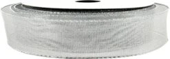 Ruban De Noël Avec Fil De Fer | Ruban à Mailles Ouvertes | 16mm (1.6cm) Argent | Ruban Cadeau | Rouleau : 10 Mètres
