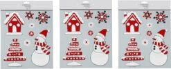 3x Feuilles D'autocollants De Fenêtre Décorations De Neige Rouge / Blanc 34,5 Cm - Décorations De Fenêtre / Autocollants De Décoration De Fenêtre Décorations De Noël