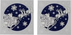 2x Morceaux De Feuilles De Noël Autocollants De Fenêtre à Paillettes Double Face Traîneau Du Père Noël 31 Cm - Décorations De Fenêtre / Décorations De Fenêtre Décorations De Noël