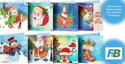 F4B Peinture De Diamants 8 Pièces Cartes De Noël 15x15cm | Pierres Rondes | Avec Enveloppes | Noël | Jeu De Cartes | Cartes | Joyeux Noël | Enfants | Forfait Adultes Et Enfants