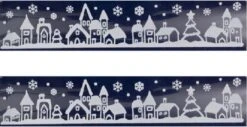 3x Décorations De Fenêtre De Noël Autocollants Pour Fenêtre Ville Blanche Avec Maisons 12,5 X 58,5 Cm