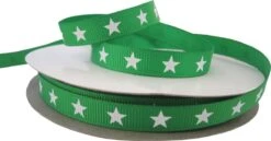 Ruban Avec étoile 10mm (1cm) | Ruban Gros-Grain De Luxe Ruban Côtelé | Etoiles Vert Wit | Ruban De Noël | Ruban Cadeau | Rouleau : 22 Mètres
