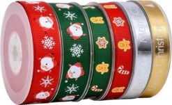 Ruban De Noël 25mm (2.5cm) | Ruban Ondulé Gros-grain | Ruban De Noël De Luxe | Happy Noël Flocon De Neige | Rouge (250) | Rouleau : 10 Mètres -DUNI Magasin 1200x735