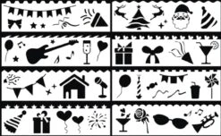 Pochoirs En Plastique Bullet Journal - 8 Pièces - Modèles - Fête - Fête - Fête - Cocktail - Musique - Vacances - Noël - Cadeau - Modèles - 5,5 X 18,3 Cm - Boîte à Outils De Lettrage - Artisanat - Décoration - Accessoires De Vêtements Pour Bébé