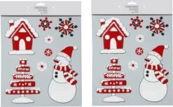2x Morceaux D'autocollants De Fenêtre Décoration De Neige Rouge / Blanc 34,5 Cm - Décoration De Fenêtre / Autocollants De Décoration De Fenêtre Décorations De Noël
