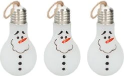 3x Décoration De Noël Lumières Bonhomme De Neige Avec éclairage LED 18 Cm - Décoration Décorations Pour Sapins De Noël - Lumières LED Bonhomme De Neige / Bonhomme De Neige