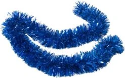 Guirlandes En Feuille De Sapin De Noël/guirlandes De Lametta De 180 X 12 Cm Dans La Couleur Bleu Pailleté - Guirlande Extra Large