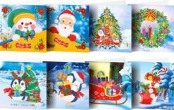 Cartes De Noël Adorzy Peinture De Diamants - 8 Pièces - 15x15 Cm - Forfait Peinture De Diamants Complet - Peinture De Diamants Adultes