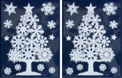 2x Autocollants Fenêtre De Décoration De Fenêtre De Noël Arbre De Noël Blanc 29,5 X 40 Cm
